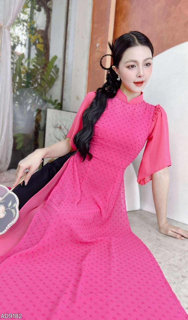 Áo Dài 4T Cánh Tiên Xéo AD9182 (áo lẻ)