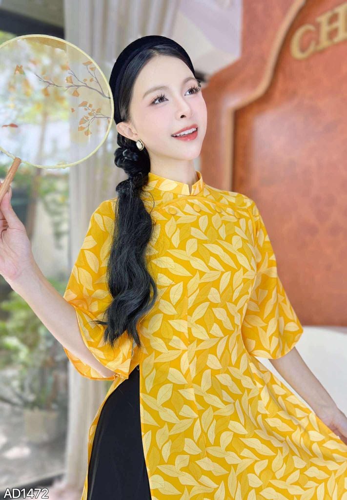 Áo Dài Nút Bọc Lá Bay AD1472 (áo lẻ)