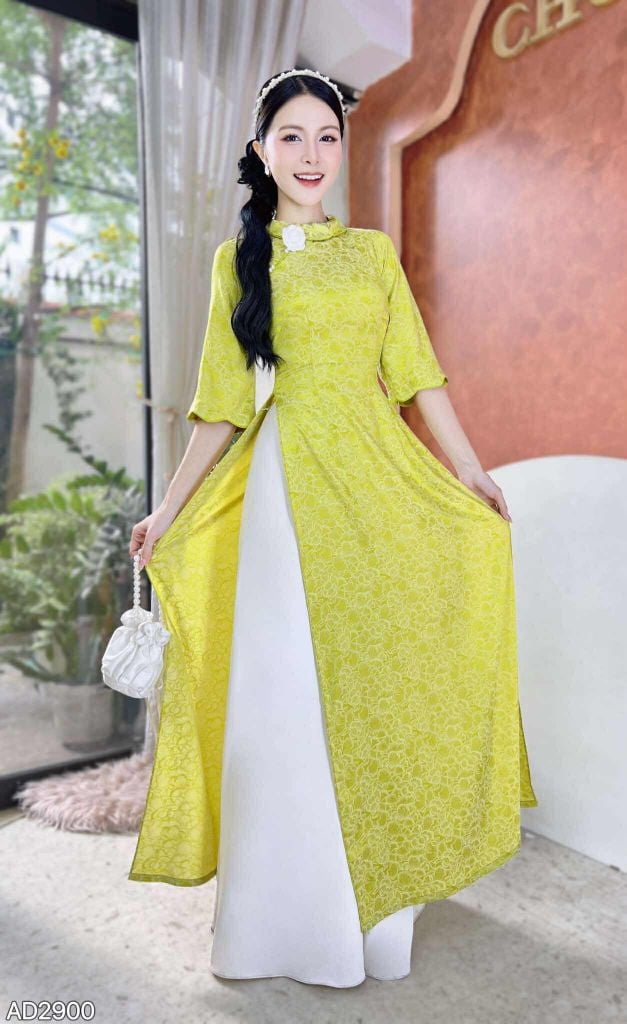 Áo Dài Hạt Châu Gấm+PK AD2900 (áo lẻ)