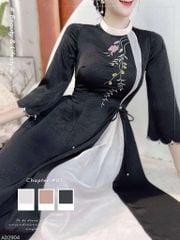 Áo Dài 2 Tà+ Đồi Hoa Bay Kèm Phụ Kiện AD2904 (áo lẻ)
