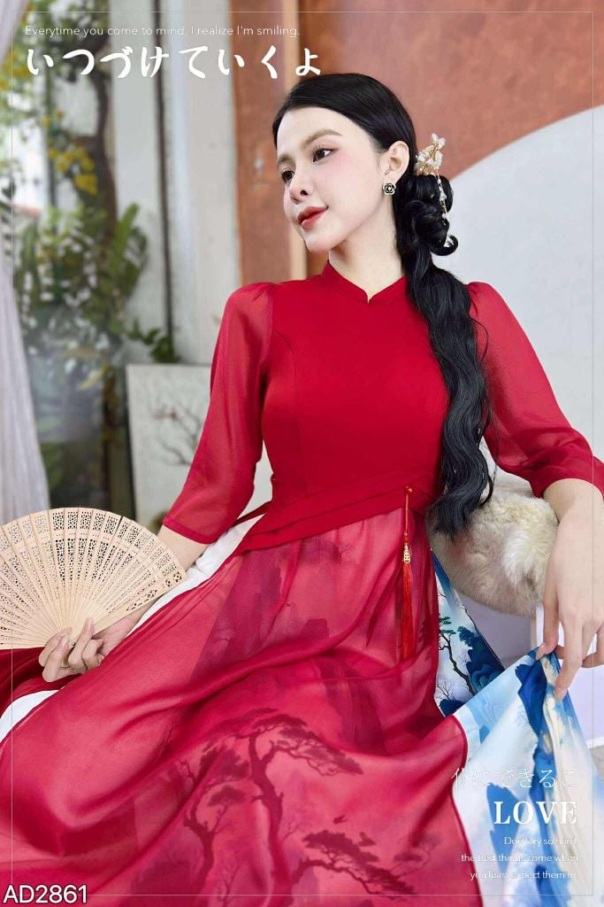 Áo Dài 3T Cây Đại Thụ+PK AD2861 (áo lẻ)