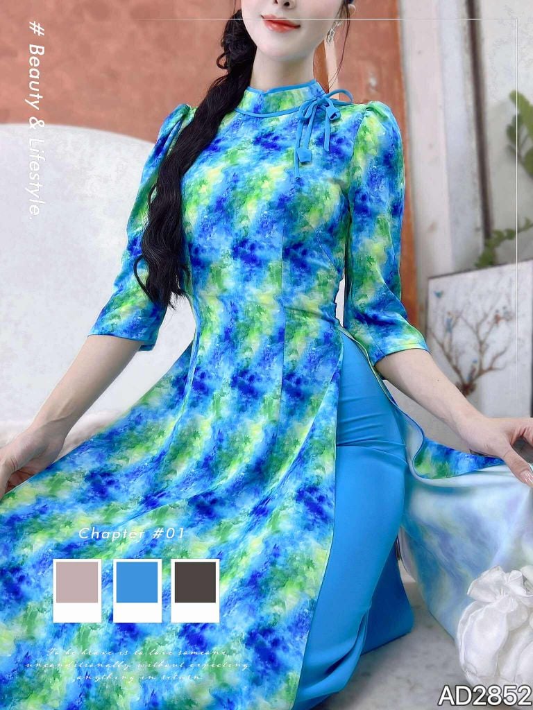 Áo Dài Vườn Hoa Cổ Tích+PK AD2852 (áo lẻ)