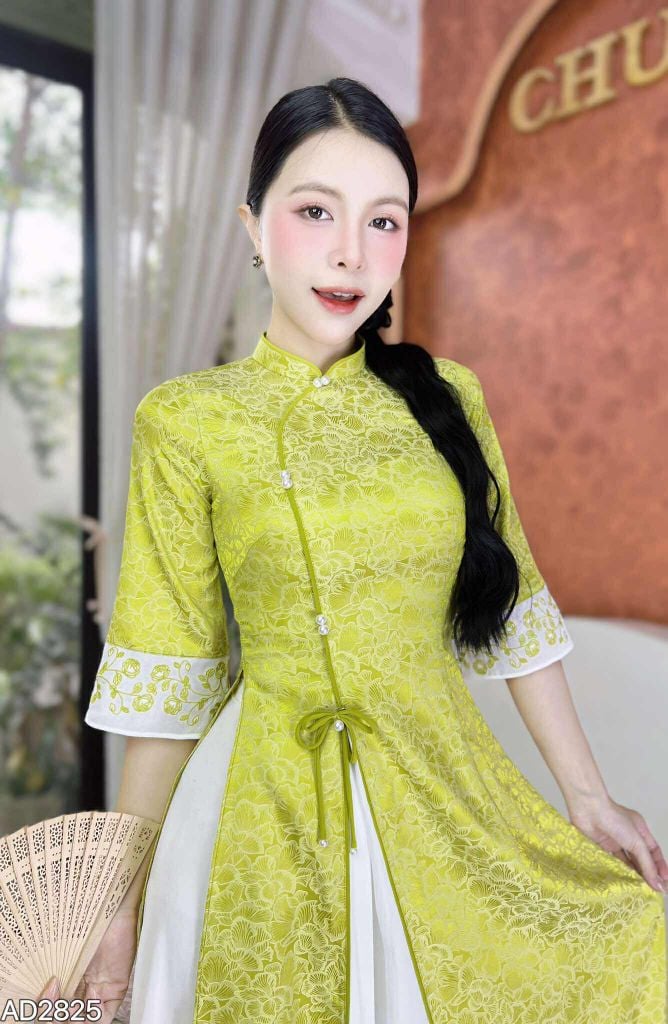 Áo Dài 3T Quyên Cát+PK AD2825 (áo lẻ)