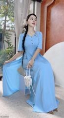 Áo Dài Bông Bụt Đỏ AD9001.2869 (áo lẻ)