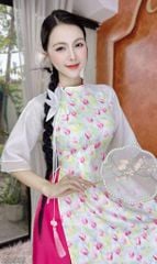 Áo Dài Nơ Sen Cánh Vũ+PK AD2875 (áo lẻ)