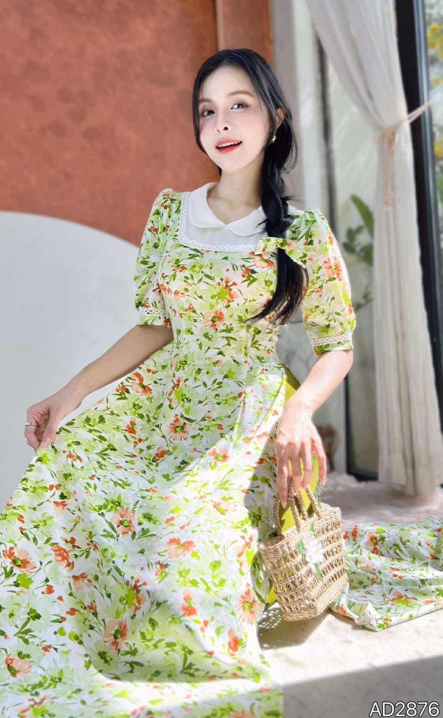 Áo Dài Ren Tuyết Bi+PK AD2876 (áo lẻ)