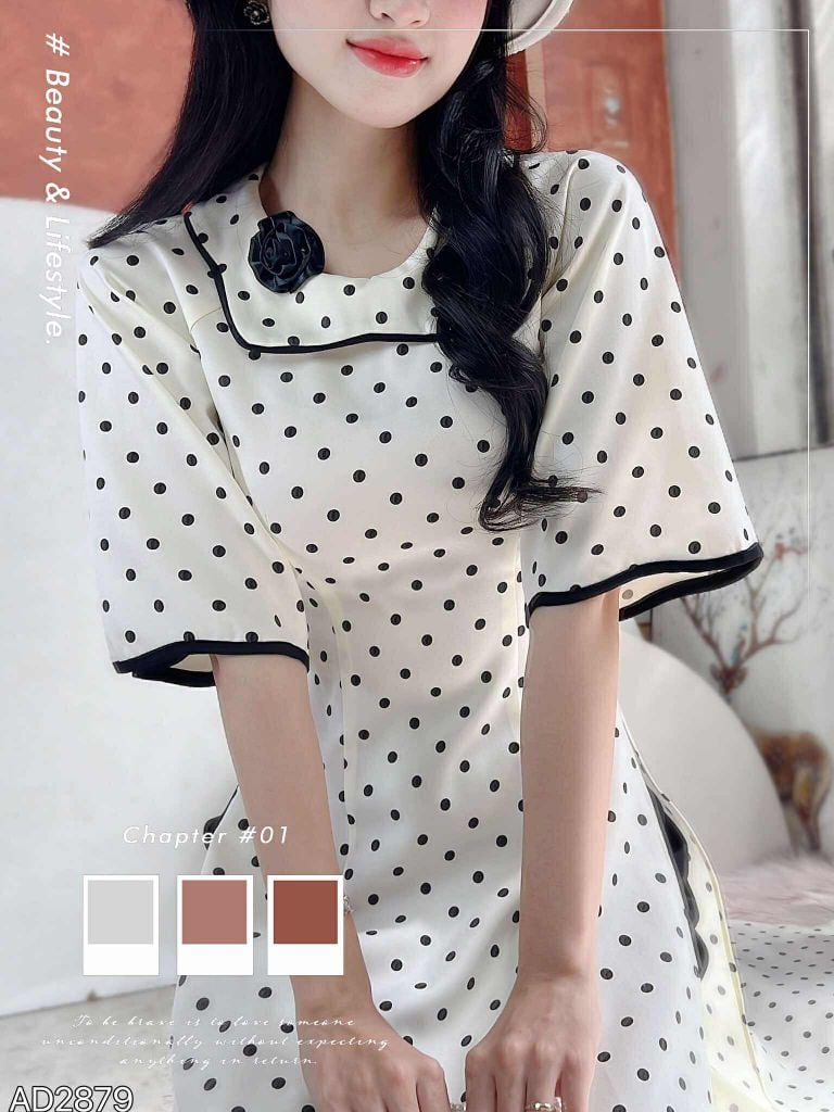 Áo Dài Cotton Bibo+PK AD9002.2879 (áo lẻ)