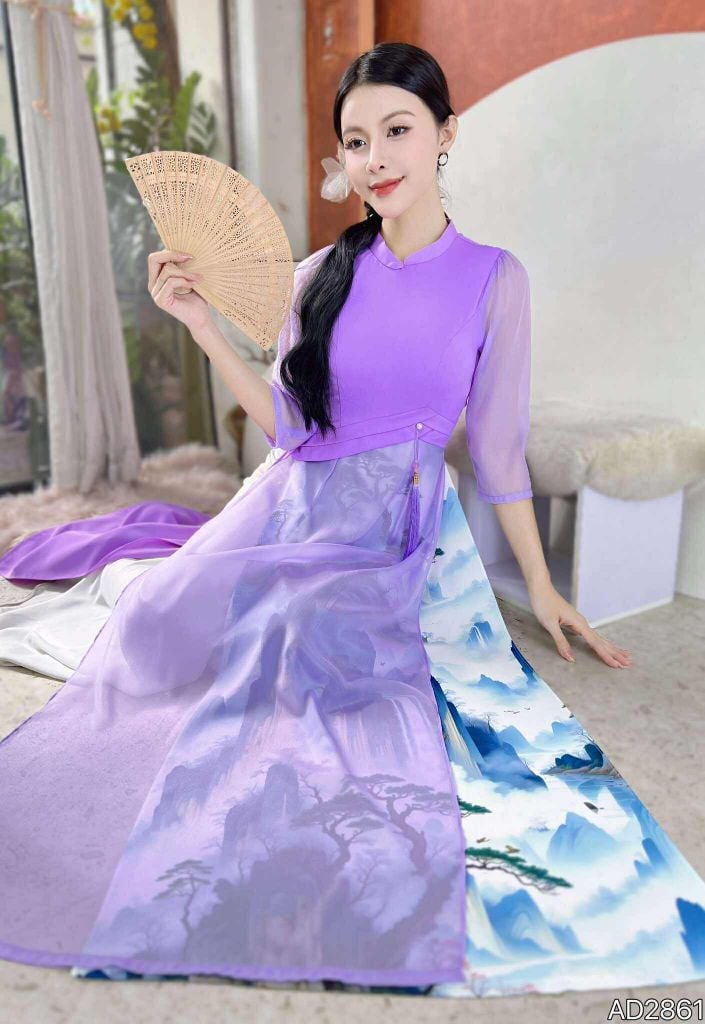 Áo Dài 3T Cây Đại Thụ+PK AD2861 (áo lẻ)