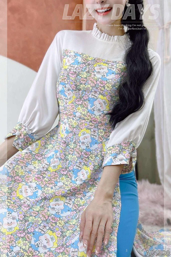 Áo Dài Cổ Li Gấu Thỏ AD9002.1598 (áo lẻ)
