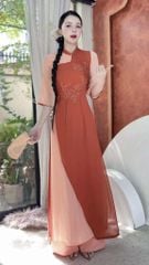 Áo Dài 4 Tà Cây Đào Tiên AD9003.2872 (áo lẻ)