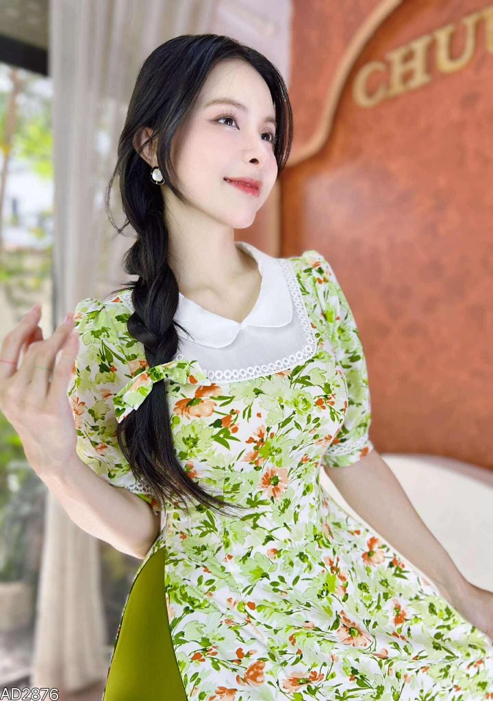 Áo Dài Ren Tuyết Bi+PK AD2876 (áo lẻ)