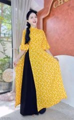 Áo Dài Nút Bọc Lá Bay AD1472 (áo lẻ)