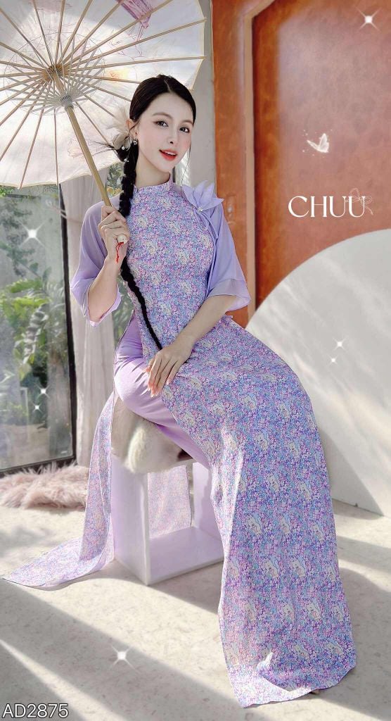 Áo Dài Nơ Sen Cánh Vũ+PK AD2875 (áo lẻ)