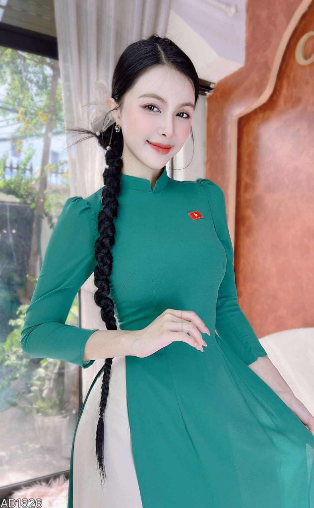 Áo Dài Chiffon Tay Bồng 4T+Cờ AD1326 (áo lẻ)