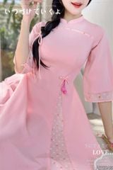 Áo Dài 2 Tà+ Cheri Quế Kèm Phụ Kiện AD9003.2849 (áo lẻ)