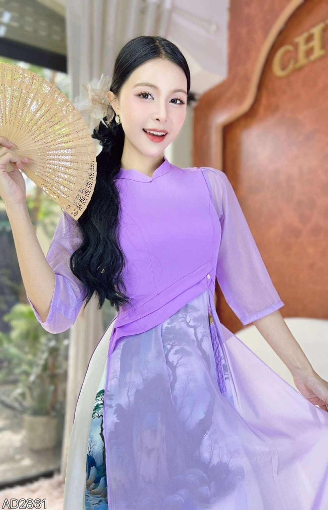 Áo Dài 3T Cây Đại Thụ+PK AD2861 (áo lẻ)