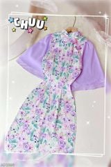 Áo Dài Bướm Viền Ngũ Sắc AD2886 (áo lẻ)