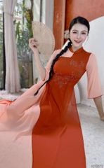 Áo Dài 4 Tà Cây Đào Tiên AD9003.2872 (áo lẻ)