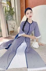 Áo Dài 3 Tà Nơ Sọc Nhí 132cm AD9003.2880 (áo lẻ)
