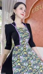 Áo Dài Giả Khoác Tà Hoa AD9002.2896 (áo lẻ)