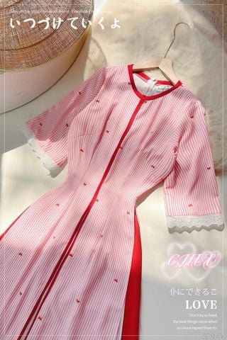 Áo Dài 3 Tà Nơ Sọc Nhí 132cm AD2880 (áo lẻ)