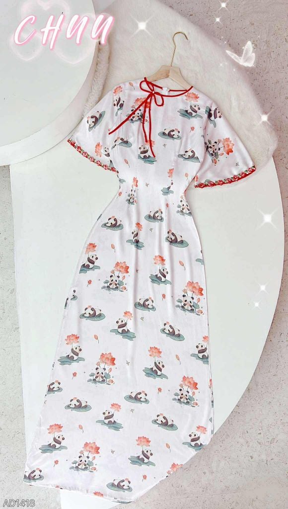 Áo Dài Ren 5 Cánh Vân Gấm AD1418 (áo lẻ)