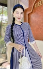 Áo Dài 3 Tà Nơ Sọc Nhí 132cm AD9003.2880 (áo lẻ)