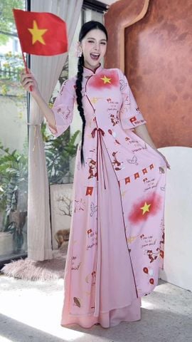 Áo Dài 2T+ Sao Vàng Tự Do +PK AD2888 (áo lẻ)