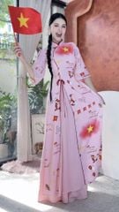 Áo Dài 2 Tà+ Sao Vàng Tự Do  Kèm Phụ Kiện AD9003.2888 (áo lẻ)