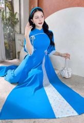 Áo Dài 2 Tà+ Cheri Quế Kèm Phụ Kiện AD9003.2849 (áo lẻ)