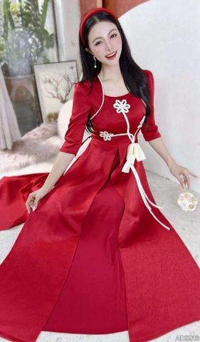 Áo Dài 3T Nơ Hoa Đán+PK AD2913 (áo lẻ)