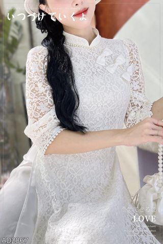 Áo Dài 4 Tà 3 Nơ Ren AD2867 (áo lẻ)