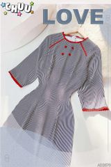 Áo Dài Sọc Ren Đỏ 130cm AD2878 (áo lẻ)