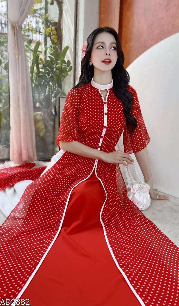 Áo Dài 4T Trân Châu Bi AD2882 (áo lẻ)