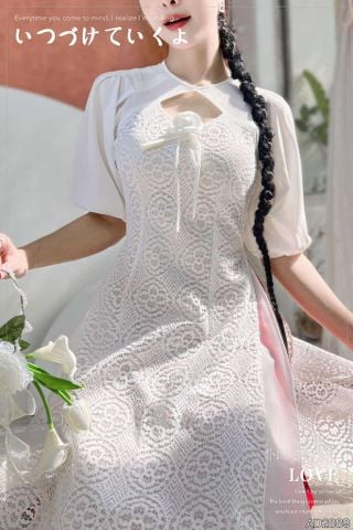 Áo Dài 4T Ren Trống Đồng+PK AD2889 (áo lẻ)