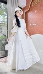 Áo Dài 4 Tà 3 Nơ Ren AD9003.2867 (áo lẻ)