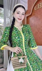 Áo Dài Cổ V Vintage AD9003.2903 (áo lẻ)