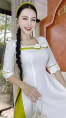 Áo Dài Sương Rồng Hạt Tròn AD2892 (áo lẻ)