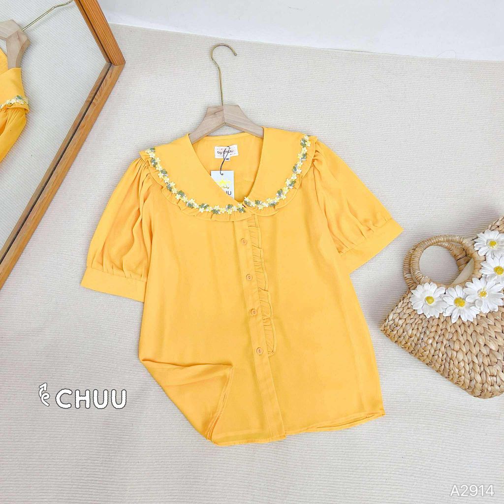 Áo Sơ Mi Hoa Thêu Ruy Băng A2914