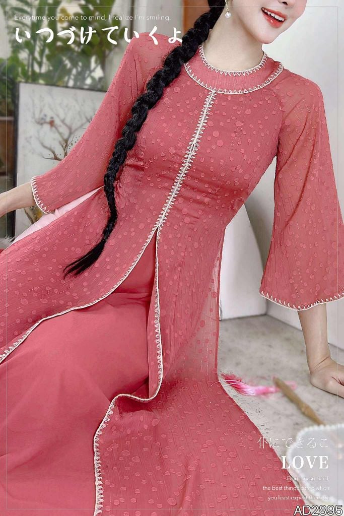 Áo Dài 4 Tà Cổ Donut AD9003.2895 (áo lẻ)