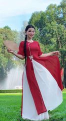 Áo Dài 4 Tà Bướm Lung Linh+PK AD9003.2893 (áo lẻ)