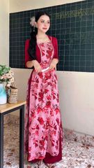 Áo Dài Giả Khoác Tà Hoa AD9002.2896 (áo lẻ)