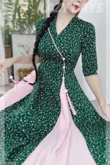 Áo Dài 2 Tà+ Cổ Lá Lật Kèm Phụ Kiện AD2899 (áo lẻ)