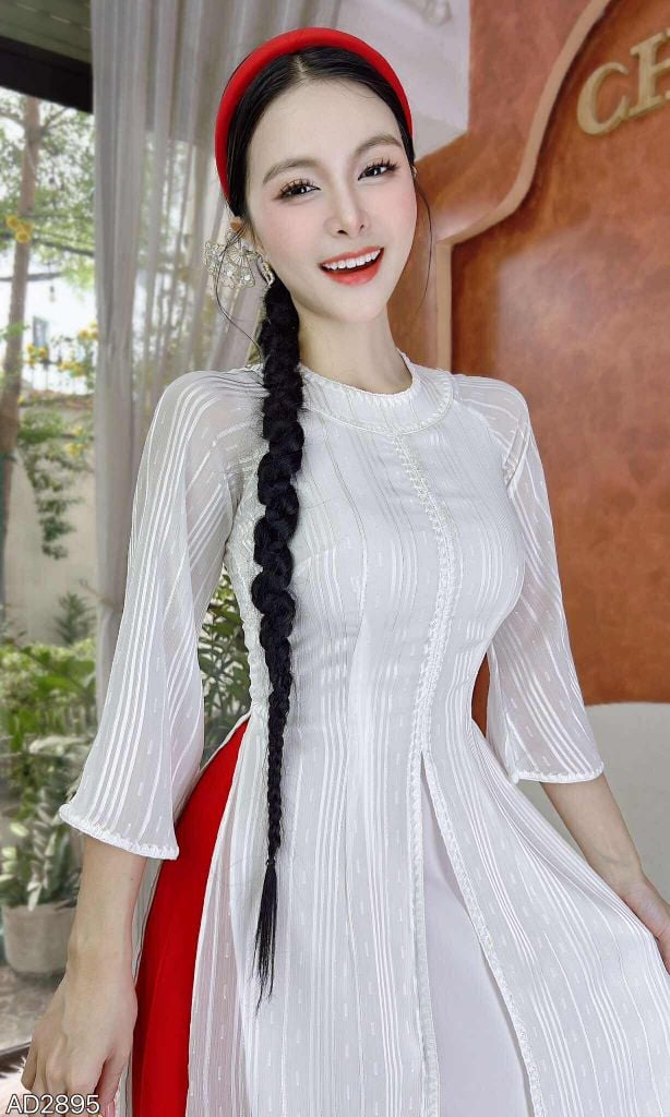 Áo Dài 4 Tà Cổ Donut AD9003.2895 (áo lẻ)