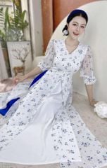 Áo Dài 4 Tà Hoa Hồng Chun+PK AD9003.2897 (áo lẻ)