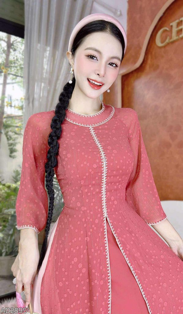 Áo Dài 4 Tà Cổ Donut AD9003.2895 (áo lẻ)