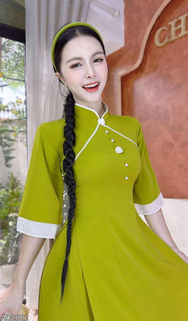 Áo Dài Hoa Giọt Sương AD9001.2822 (áo lẻ)