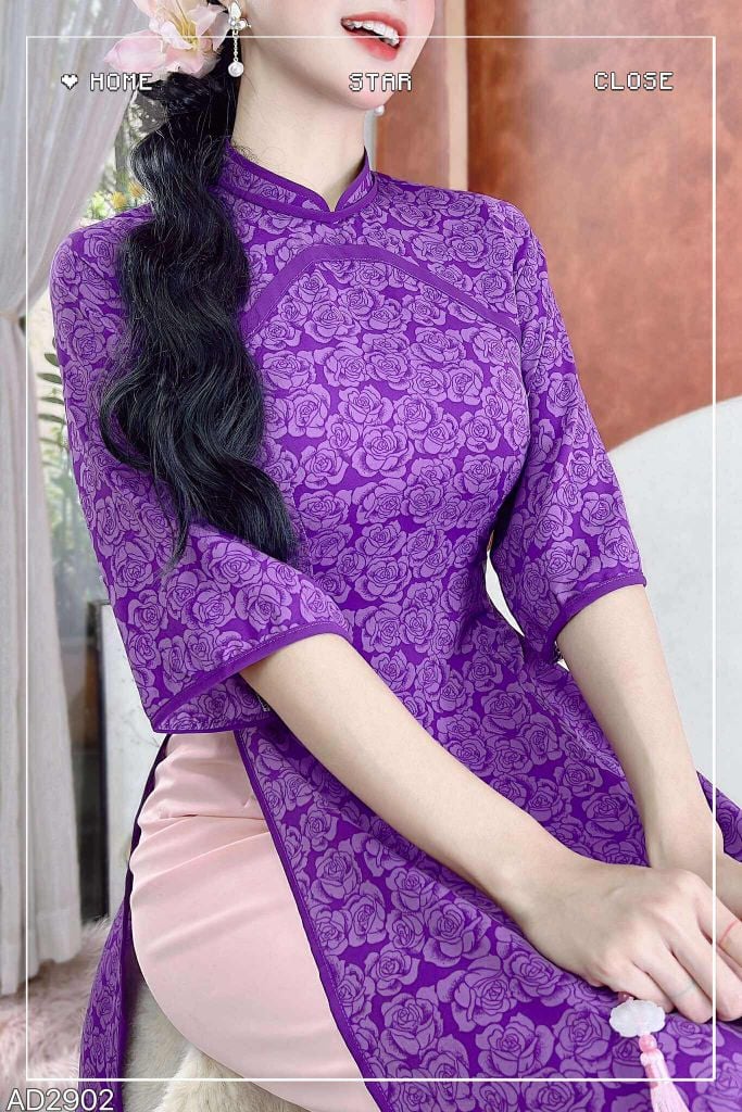 Áo Dài Hoa Sương Rồng AD2902 (áo lẻ)