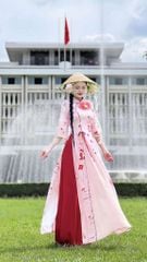 Áo Dài 2 Tà+ Sao Vàng Tự Do  Kèm Phụ Kiện AD9003.2888 (áo lẻ)