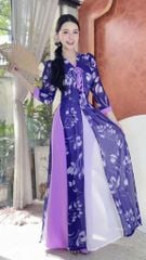 Áo Dài 4 Tà Tơ Vàng Lá Ngọc+PK AD9003.2843 (áo lẻ)